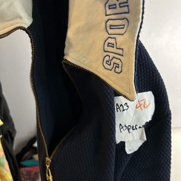 Vintage 1970s Mondi Sports Textured Sporty Rich Navy Track Suit women’s XL - Picture 2 of 14